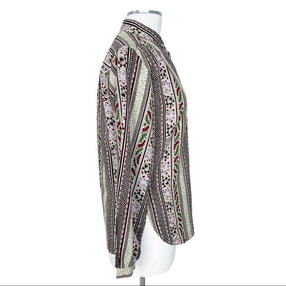 VINTAGE Retro Print Long Sleeve Button Down Top - Picture 7 of 15
